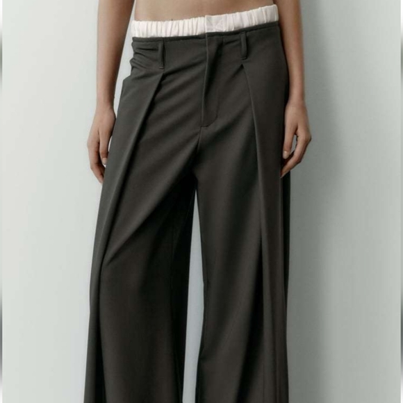 Zara WIDE COMBO BOXER PANTS Size M - Picture 4 of 7